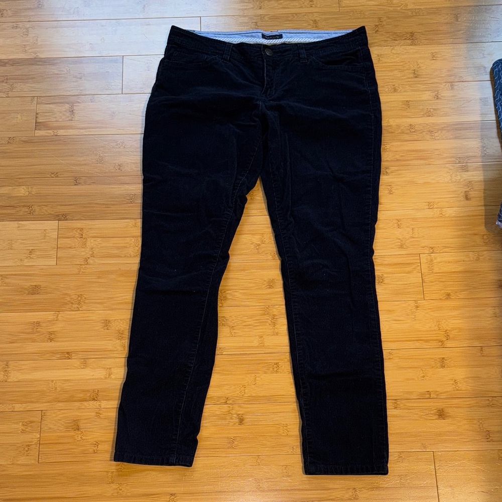 Elegant Navy Blue Corduroy Women's Pants